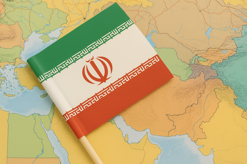 Image of Kurdistan flag on map of the Middle East